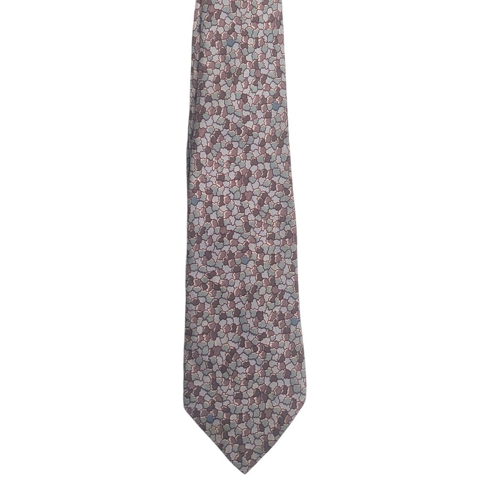 Valentino Cravatte Mens Silk Tie Purple Grey Geometric Made in Italy vintage 70s